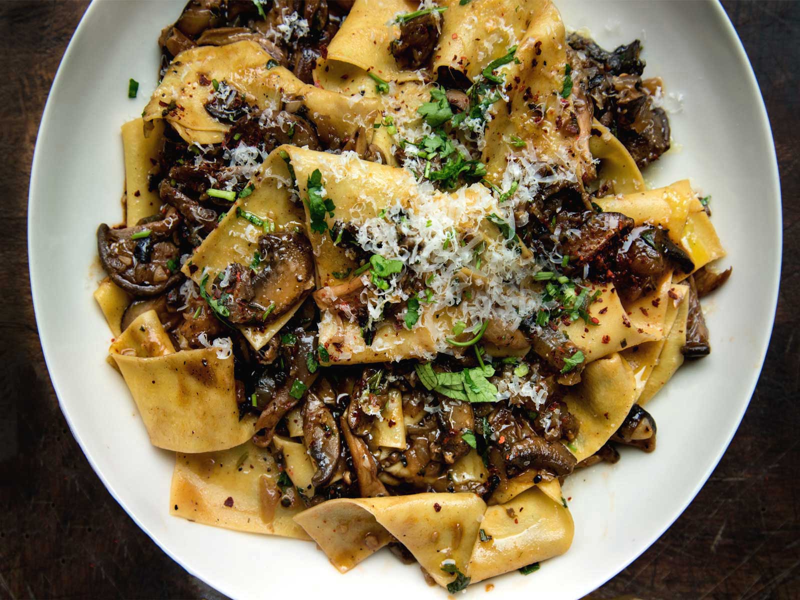 Pappardelle with Mixed Mushroom Ragú